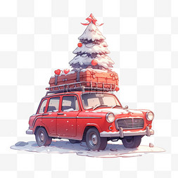 圣诞汽车雪天元素立体免扣图案