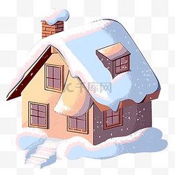 冬天下雪手绘小木屋免抠元素