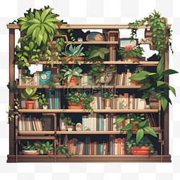 书架3d植物元素立体免扣图案