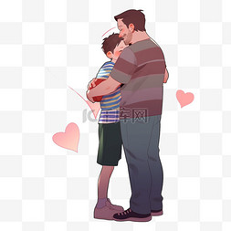 半个图片_拥抱的父子感恩节卡通手绘元素