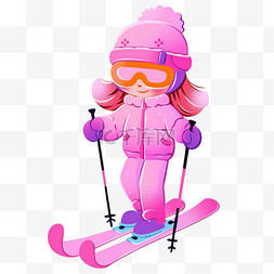 卡通可爱背景图片_冬天穿着滑雪服女孩卡通手绘元素