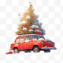 圣诞汽车装饰图片_圣诞汽车元素立体免扣图案
