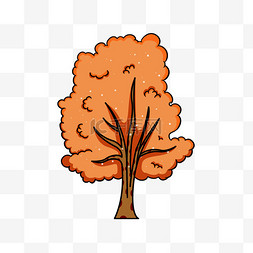 卡通秋季秋天描边大树