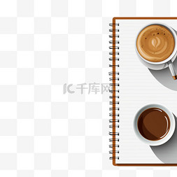 咖啡和笔记本图片_桌子上放着一杯咖啡和一本笔记本