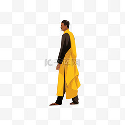 黑白天图片_一名身穿黄黑相间传统服饰的男子