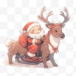 棕色可爱小鹿图片_圣诞节送礼物圣诞鹿卡通手绘元素