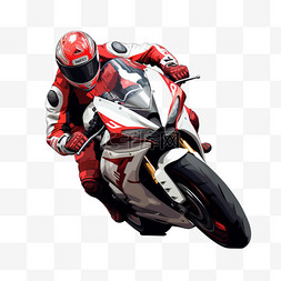 身着白色夹克的男子骑着红色摩托