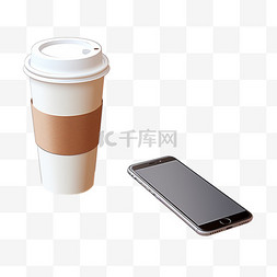 一杯咖啡和一部手机放在桌子上