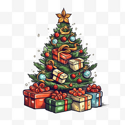 欢庆扁平图片_节日圣诞欢庆松树圣诞树扁平风圣