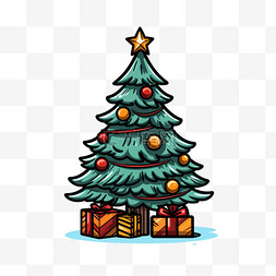 庆圣诞迎元旦元素图片_圣诞礼物礼盒扁平风圣诞树圣诞节