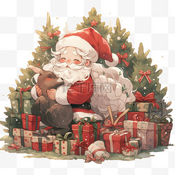 白色圣诞树图片_圣诞树礼物圣诞节卡通手绘元素