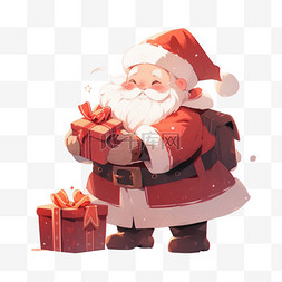 圣诞老人送礼物卡通手绘元素圣诞