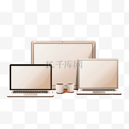 桌子上有两台笔记本电脑和一台电