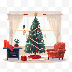 圣诞节松树图片_欢度礼物圣诞圣诞树扁平风圣诞节