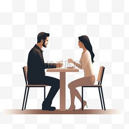 坐在桌子图片_坐在桌子旁的男人和女人站在一起