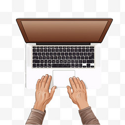 棕色木桌图片_在棕色木桌上使用MacBook Air的人