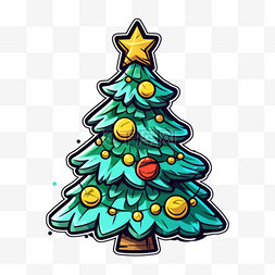 节日圣诞欢庆圣诞树松树扁平风圣