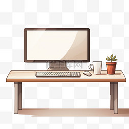 带键盘和显示器的电脑桌