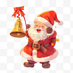 手绘元素圣诞节圣诞老人拿着铃铛
