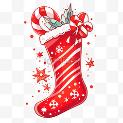 雪花相间图片_圣诞节圣诞袜子手绘元素卡通