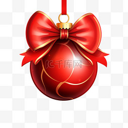红色圆球球图片_圣诞节免抠元素装饰圆球3d