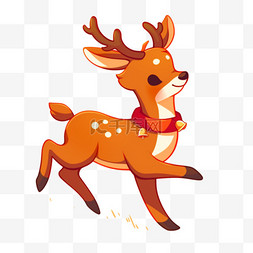 圣诞节奔跑的小鹿图片_小鹿圣诞节卡通手绘元素