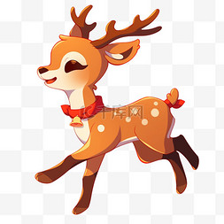 奔跑小鹿卡通图片_圣诞节卡通元素小鹿手绘