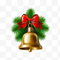 3颗圣诞树图片_圣诞装饰铃铛3d免抠元素圣诞节