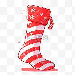 红背景条纹图片_圣诞节卡通圣诞袜子手绘元素