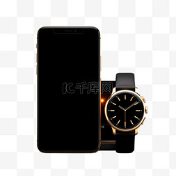 一块手表图片_一部手机和一块黑色背景的手表