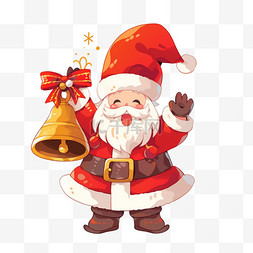 拿铃铛的圣诞老人图片_圣诞节卡通手绘圣诞老人拿着铃铛