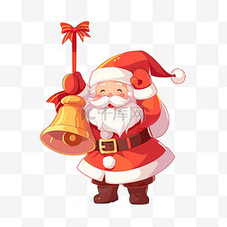 圣诞节圣诞老人拿着铃铛手绘元素