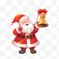 拿铃铛的圣诞老人图片_圣诞老人拿着铃铛卡通手绘元素圣