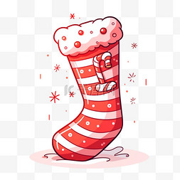 条纹圣诞袜子图片_圣诞袜子卡通手绘元素圣诞节
