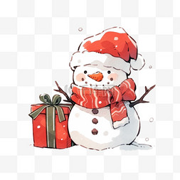 拿着礼盒的雪人图片_雪人拿着礼盒卡通手绘元素圣诞节