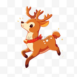 奔跑小鹿卡通图片_圣诞节小鹿元素卡通手绘