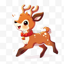 圣诞节小鹿奔跑图片_圣诞节卡通小鹿手绘元素