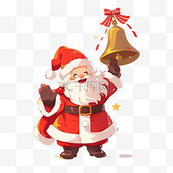 拿铃铛的圣诞老人图片_手绘圣诞节圣诞老人拿着铃铛卡通