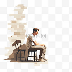 坐在砖砌建筑外的椅子上的人