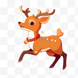 圣诞节奔跑的小鹿图片_圣诞节小鹿手绘卡通元素