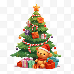 挂着礼物的树图片_圣诞树圣诞节礼物卡通手绘元素