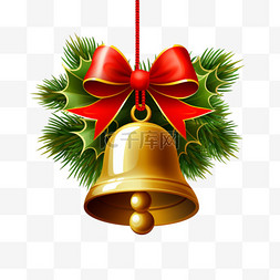 松树实拍图片_圣诞节3d免抠圣诞装饰铃铛元素