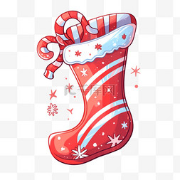雪花相间图片_手绘圣诞节圣诞袜子卡通元素