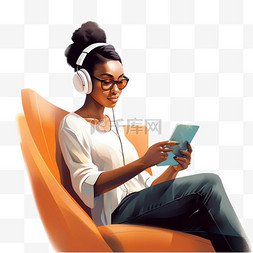 浏览图片_一名戴着眼镜的非洲年轻女子坐在