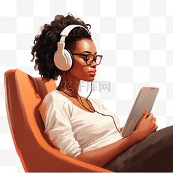 电脑上网图片_一名戴着眼镜的非洲年轻女子坐在
