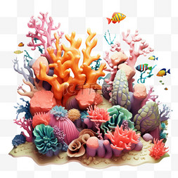 珊瑚真实图片_珊瑚真实生物元素立体免扣图案