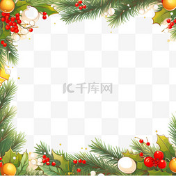 圣诞节松树装饰图片_边框装饰卡通手绘圣诞节元素