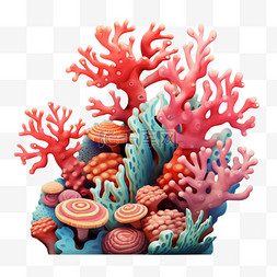 多样图片_珊瑚生物多样元素立体免扣图案