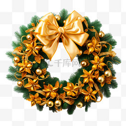 黄色彩灯图片_圣诞节装饰花环3d免抠元素