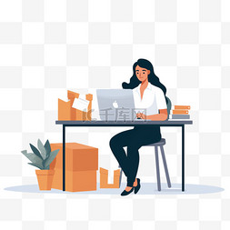 一位女士坐在电脑前的办公桌前